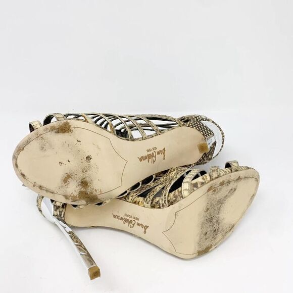 Sam Edelman Shoes Heels Womens 8 Tan Leather Stilleto Zipper Gladiator Sandals - Picture 7 of 8